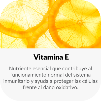 Nutriente esencial que contribuye al funcionamiento normal del sistema inmunitario y ayuda a proteger las células frente al daño oxidativo.